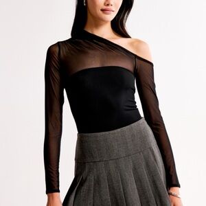 Abercrombie & Fitch Black Mesh One-Shoulder Bodysuit